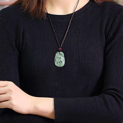 Buddha Stones Chinese Zodiac Jade Year of the Horse Luck Rope Necklace Pendant - image 11