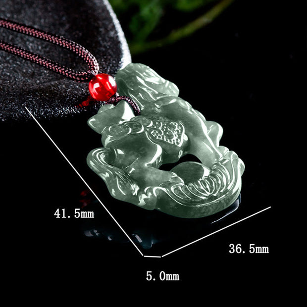 Buddha Stones Year of the Horse Jade Ingot Luck Prosperity Rope Necklace Pendant - image 9