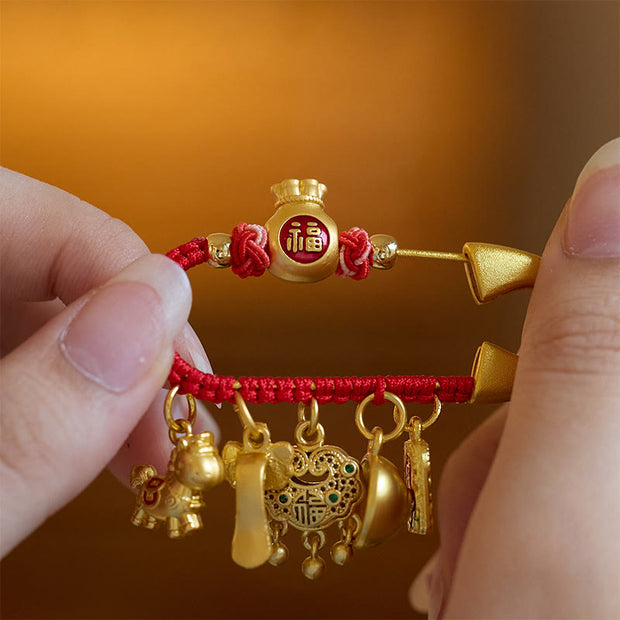 FREE Today: Luck Year Of The Horse Charm Fu Character Attract Fortune Ruyi Handle Brass Brooch - image 3
