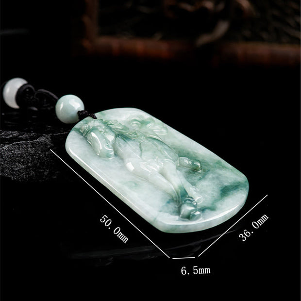 Buddha Stones Year of the Horse Jade Abundance Rope Necklace Pendant - image 4