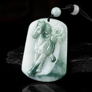 Buddha Stones Year of the Horse Jade Abundance Rope Necklace Pendant - image 1