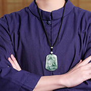 Buddha Stones Year of the Horse Jade Abundance Rope Necklace Pendant - image 9