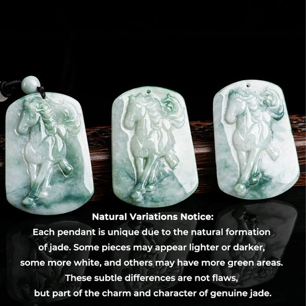 Buddha Stones Year of the Horse Jade Abundance Rope Necklace Pendant - image 8