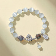 Buddha Stones Natural Cat's Eye Rose Quartz Crystal Year of the Horse Fu Character Love Bracelet - Cat's Eye Labradorite(Wrist Circumference 14-16cm) - image 15