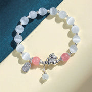 Buddha Stones Natural Cat's Eye Rose Quartz Crystal Year of the Horse Fu Character Love Bracelet - image 7