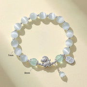 Buddha Stones Natural Cat's Eye Rose Quartz Crystal Year of the Horse Fu Character Love Bracelet - image 11