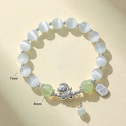 Buddha Stones Natural Cat's Eye Rose Quartz Crystal Year of the Horse Fu Character Love Bracelet - image 14