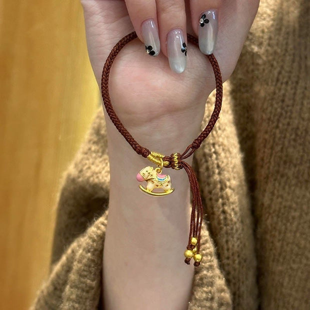 Buddha Stones Chinese Zodiac Year of the Horse Red String Luck Braided Bracelet - Horse(Wrist Circumference 14-18cm) - image 0
