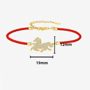 Buddha Stones 925 Sterling Silver Plated 18k Gold Red String Year Of The Horse Strength Bracelet - image 7