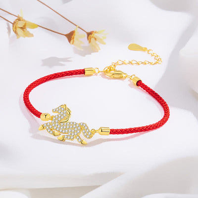 Buddha Stones 925 Sterling Silver Chinese Zodiac Year of the Horse Charm Red String Luck Bracelet - Horse(Wrist Circumference 14-18cm) - image 0