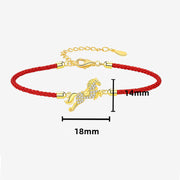 Buddha Stones 925 Sterling Silver Plated 18K Gold Chinese Zodiac Year of the Horse Red String Luck Bracelet - image 2