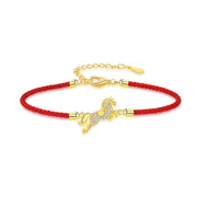 Buddha Stones 925 Sterling Silver Plated 18K Gold Chinese Zodiac Year of the Horse Red String Luck Bracelet - image 1
