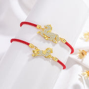 Buddha Stones 925 Sterling Silver Plated 18K Gold Chinese Zodiac Year of the Horse Red String Luck Bracelet - image 3