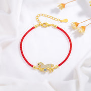 Buddha Stones 925 Sterling Silver Golden Horse Charm Red String Luck Adjustable Bracelet - Horse(Wrist Circumference 14-18cm) - image 0