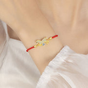 Buddha Stones 925 Sterling Silver Golden Horse Charm Red String Luck Adjustable Bracelet - image 5