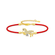 Buddha Stones 925 Sterling Silver Golden Horse Charm Red String Luck Adjustable Bracelet - image 4