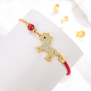 Buddha Stones 925 Sterling Silver Plated 18k Gold Year Of The Horse Red String Strength Bracelet - image 6