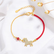 Buddha Stones 925 Sterling Silver Plated 18k Gold Year Of The Horse Red String Strength Bracelet - image 4