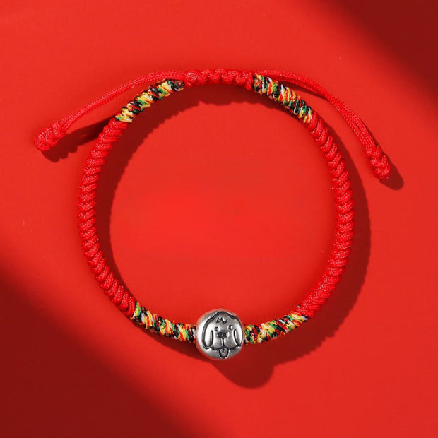 Buddha Stones 999 Sterling Silver Chinese Zodiac Horse Charm Red String Strength Braided Bracelet - Dog Red String - image 24