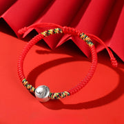 Buddha Stones 999 Sterling Silver Chinese Zodiac Horse Charm Red String Strength Braided Bracelet - image 1