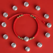 Buddha Stones 999 Sterling Silver Chinese Zodiac Horse Charm Red String Strength Braided Bracelet - image 26