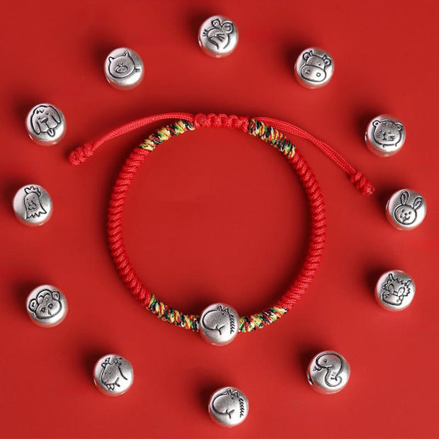 Buddha Stones 999 Sterling Silver Chinese Zodiac Horse Charm Red String Strength Braided Bracelet - image 26
