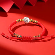 Buddha Stones 999 Sterling Silver Chinese Zodiac Horse Charm Red String Strength Braided Bracelet - image 2