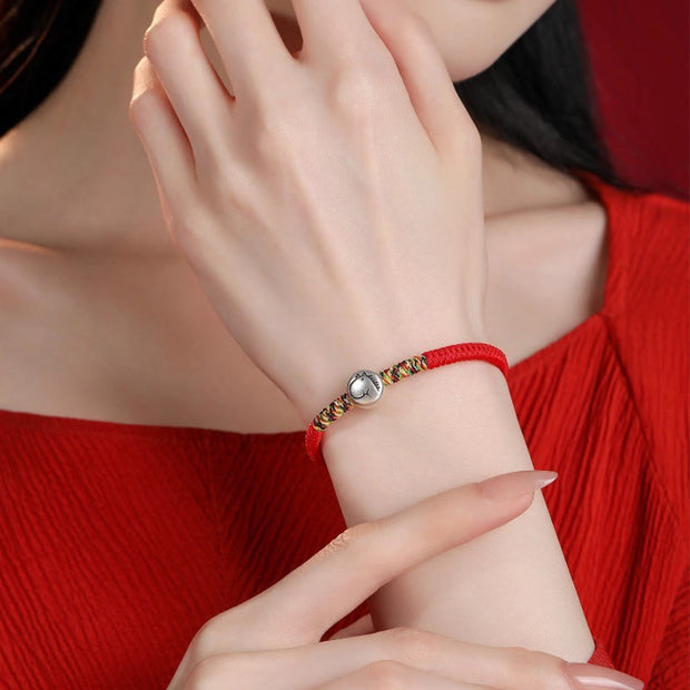 Buddha Stones 999 Sterling Silver Chinese Zodiac Horse Charm Red String Strength Braided Bracelet - image 6