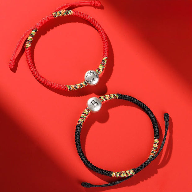 Buddha Stones 999 Sterling Silver Chinese Zodiac Horse Charm Red String Strength Braided Bracelet - image 8