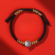 Buddha Stones 999 Sterling Silver Chinese Zodiac Horse Charm Red String Strength Braided Bracelet - Rat Black String - image 27
