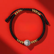 Buddha Stones 999 Sterling Silver Chinese Zodiac Horse Charm Red String Strength Braided Bracelet - Dragon Black String - image 31