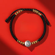 Buddha Stones 999 Sterling Silver Chinese Zodiac Horse Charm Red String Strength Braided Bracelet - Rooster Black String - image 36