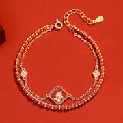 Buddha Stones 925 Sterling Silver Horse Four Leaf Clover Red Agate Hetian Jade Confidence Bracelet - image 2