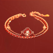 Buddha Stones 925 Sterling Silver Horse Four Leaf Clover Red Agate Hetian Jade Confidence Bracelet - image 1