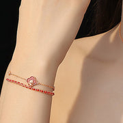 Buddha Stones 925 Sterling Silver Horse Four Leaf Clover Red Agate Hetian Jade Confidence Bracelet - image 4