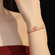 Buddha Stones 925 Sterling Silver Horse Four Leaf Clover Red Agate Hetian Jade Confidence Bracelet - image 5
