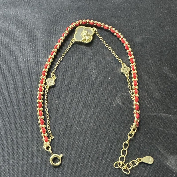 Buddha Stones 925 Sterling Silver Horse Four Leaf Clover Red Agate Hetian Jade Confidence Bracelet - Hetian Jade(Wrist Circumference: 14-18cm) - image 8