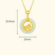 Buddha Stones 925 Sterling Silver Horse Hetian Jade Peace Buckle Fu Character Luck Necklace Pendant - image 4