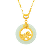 Buddha Stones 925 Sterling Silver Horse Hetian Jade Peace Buckle Fu Character Luck Necklace Pendant - image 5