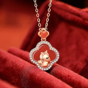 Buddha Stones Year of the Horse Carry Happiness and Luck Agate Necklace Includes Gift Message Card - Red Agate(Logical thinking♥Self-acceptance) - Deluxe Gift Bag (+$12.59) - image 0