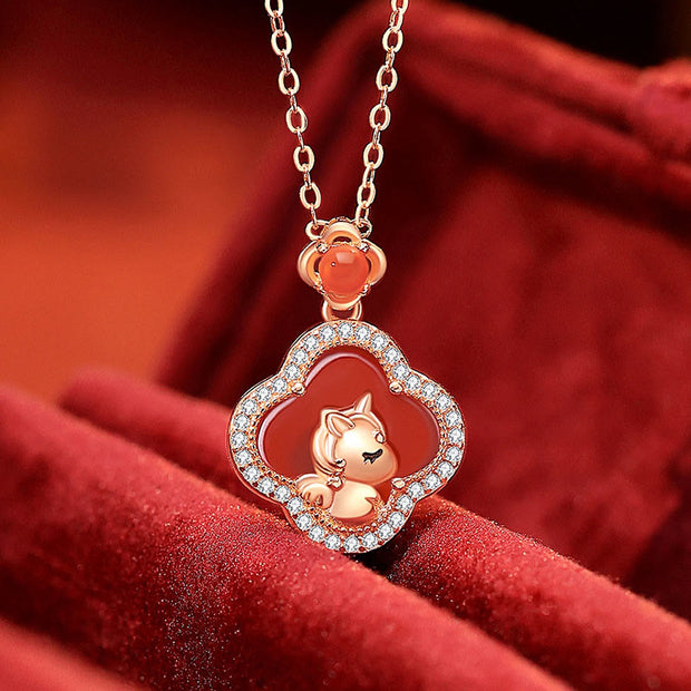 Buddha Stones Year of the Horse Carry Happiness and Luck Agate Necklace Includes Gift Message Card - Red Agate(Logical thinking♥Self-acceptance) - Deluxe Gift Bag (+$12.59) - image 0