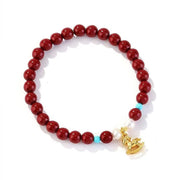 Buddha Stones Year of the Horse Natural Cinnabar Pearl Blessing Bracelet - image 1