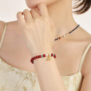 Buddha Stones Year of the Horse Natural Cinnabar Pearl Blessing Bracelet - image 11