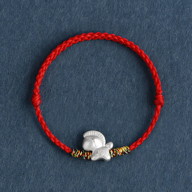 Buddha Stones Year of the Horse 999 Sterling Silver Luck String Braided Bracelet Anklet - Red Anklet(Circumference 17-30cm) - image 12
