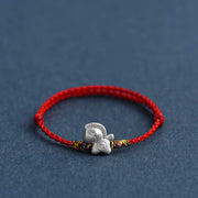 Buddha Stones Year of the Horse 999 Sterling Silver Luck String Braided Bracelet Anklet - image 2