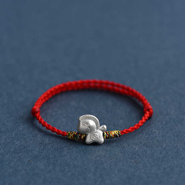 Buddha Stones Year of the Horse 999 Sterling Silver Luck String Braided Bracelet Anklet - image 2