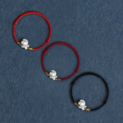 Buddha Stones Year of the Horse 999 Sterling Silver Luck String Braided Bracelet Anklet - image 1