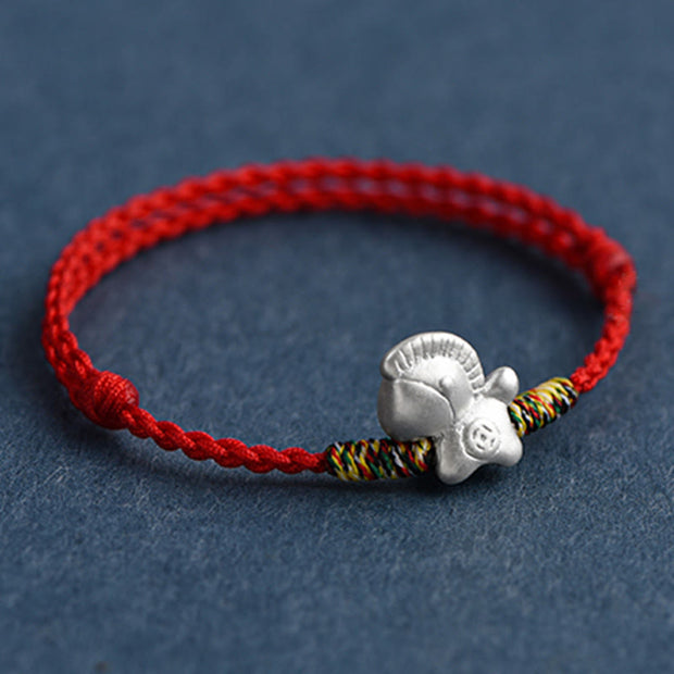 Buddha Stones Year of the Horse 999 Sterling Silver Luck String Braided Bracelet Anklet - image 13