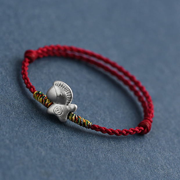 Buddha Stones Year of the Horse 999 Sterling Silver Luck String Braided Bracelet Anklet - image 3