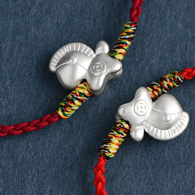 Buddha Stones Year of the Horse 999 Sterling Silver Luck String Braided Bracelet Anklet - image 5